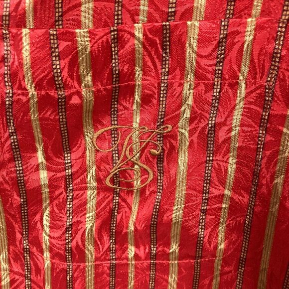 Vintage Victoria's Secret Nightshirt, Size Large, Red Gold‎ Striped Satin Y2K - Picture 3 of 10